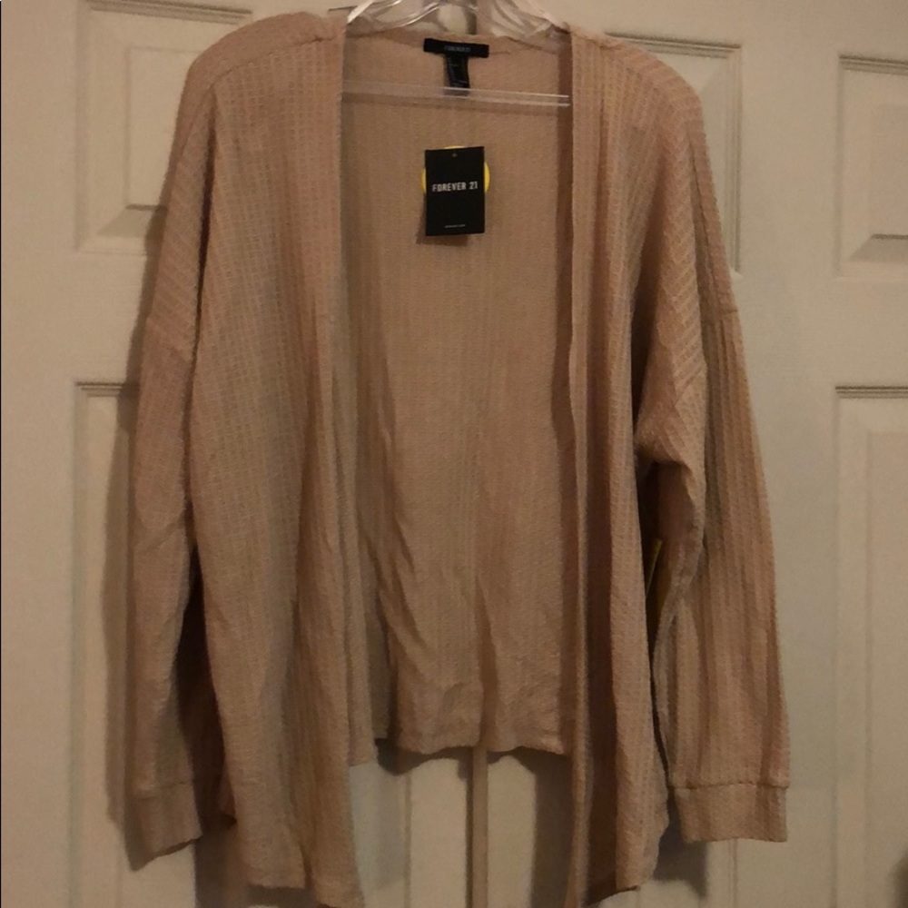 Forever 21 tan waffle cardigan